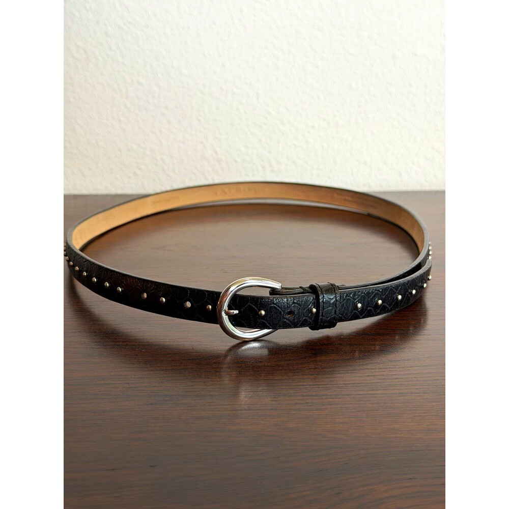 Talbots Women’s Black Genuine Leather Skinny Studded Belt Size M